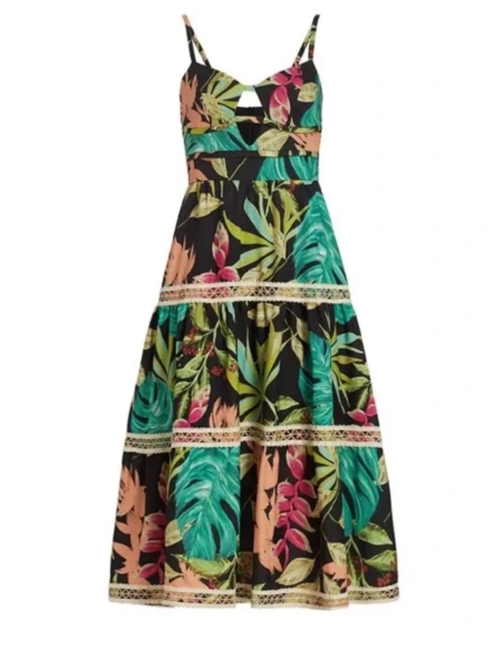 NWT PatBO Tropicalia Jute Trim Midi Dress - 6